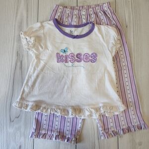 3T purple and cream "kisses" pajama set
